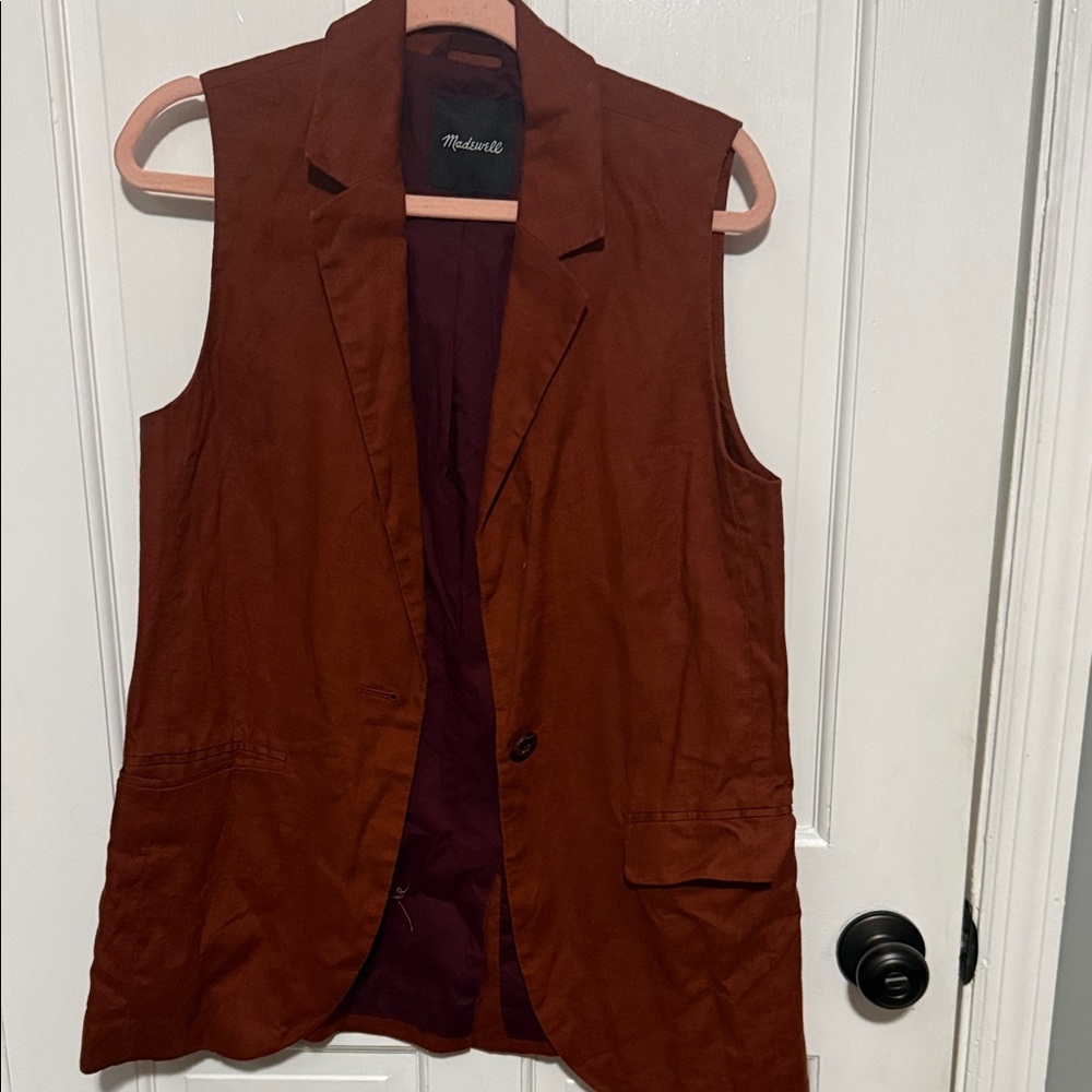Madewell Rust Sleeveless Blazer